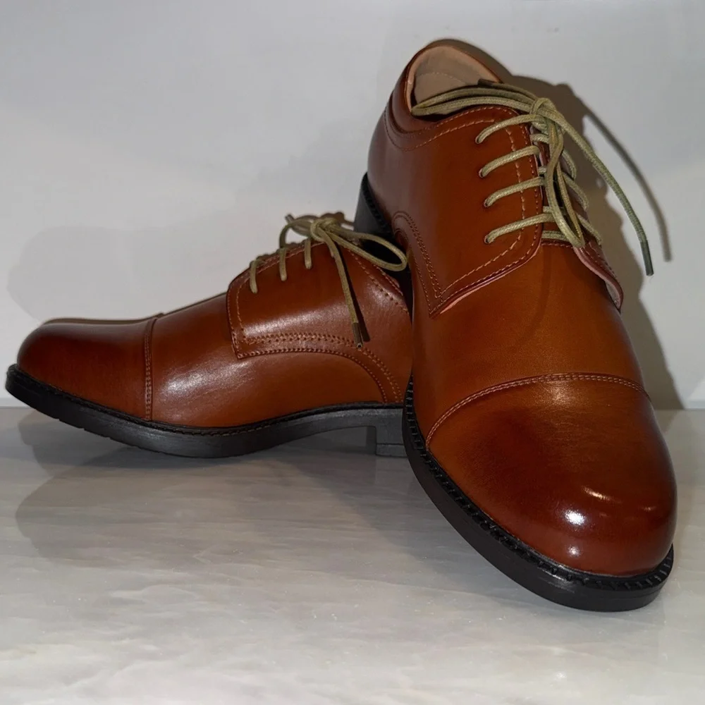 Bruno Marc Cap Toe Oxfords Brown Dress Shoes Downing-01 Men’s Size 9.5 | NWOT